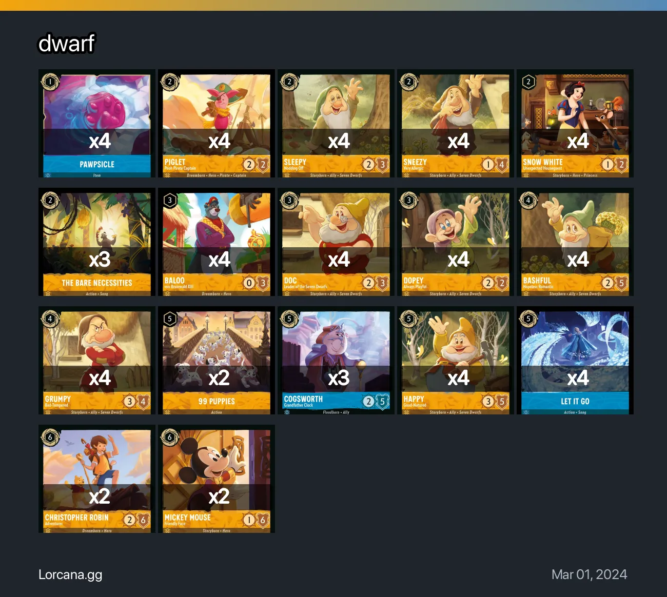 dwarf Lorcana Deck | Lorcana.gg