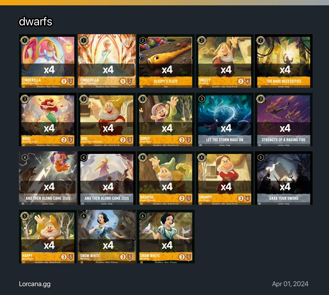 dwarfs Lorcana Deck | Lorcana.gg