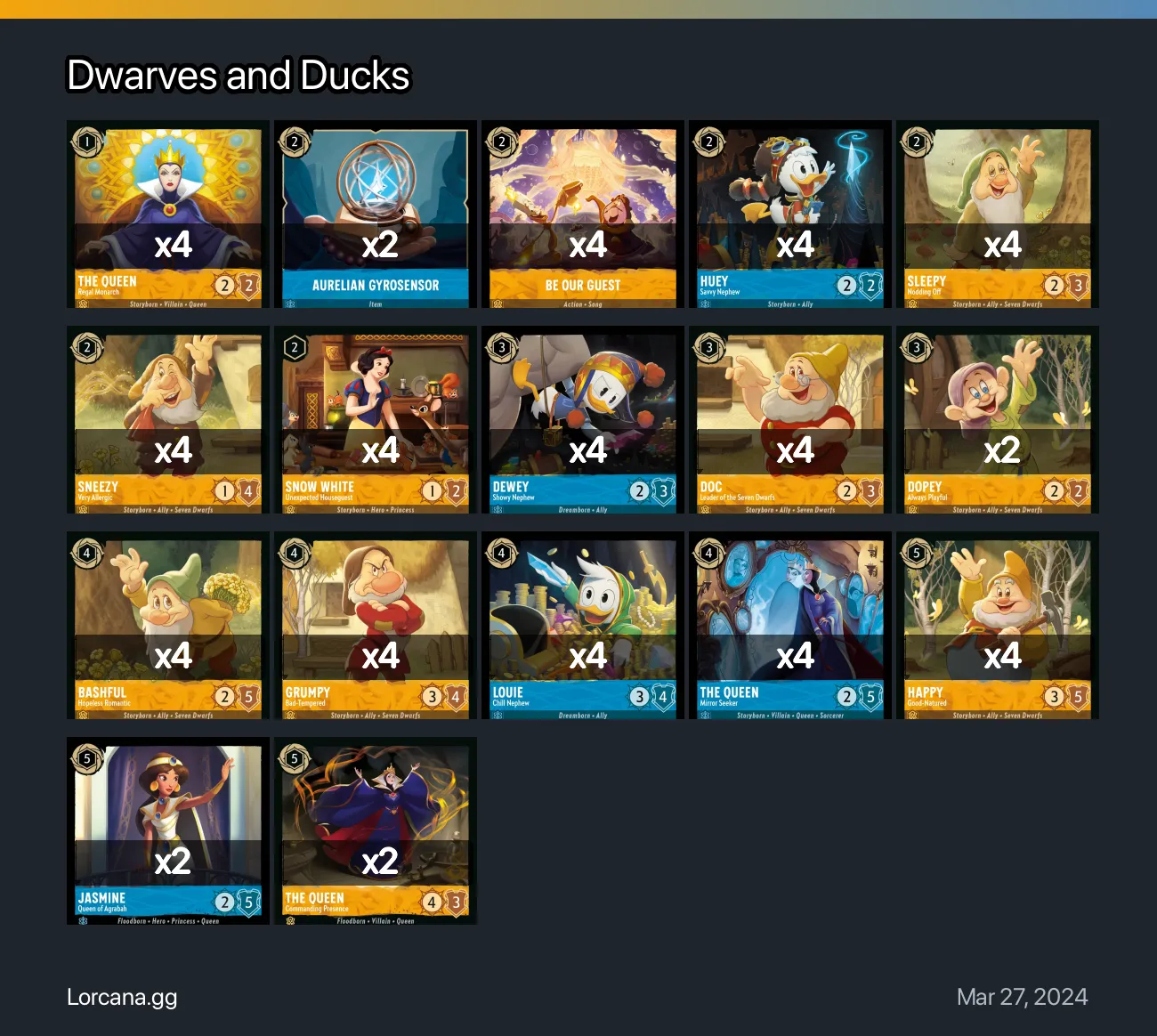 Dwarves and Ducks Lorcana Deck | Lorcana.gg