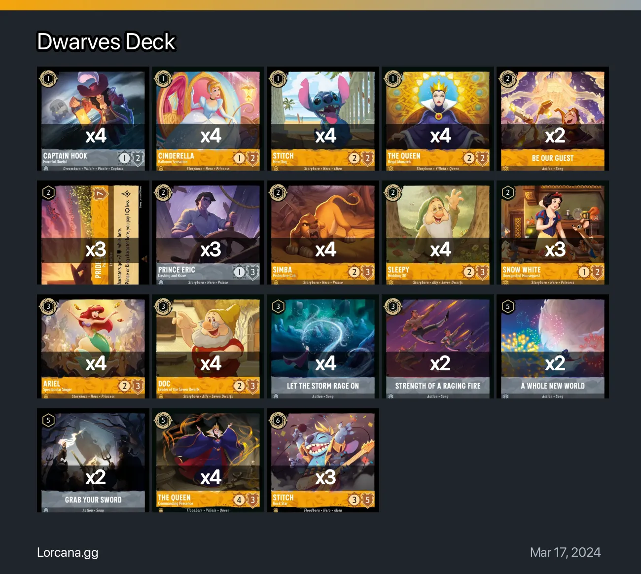 Dwarves Deck Lorcana Deck • Lorcana.GG