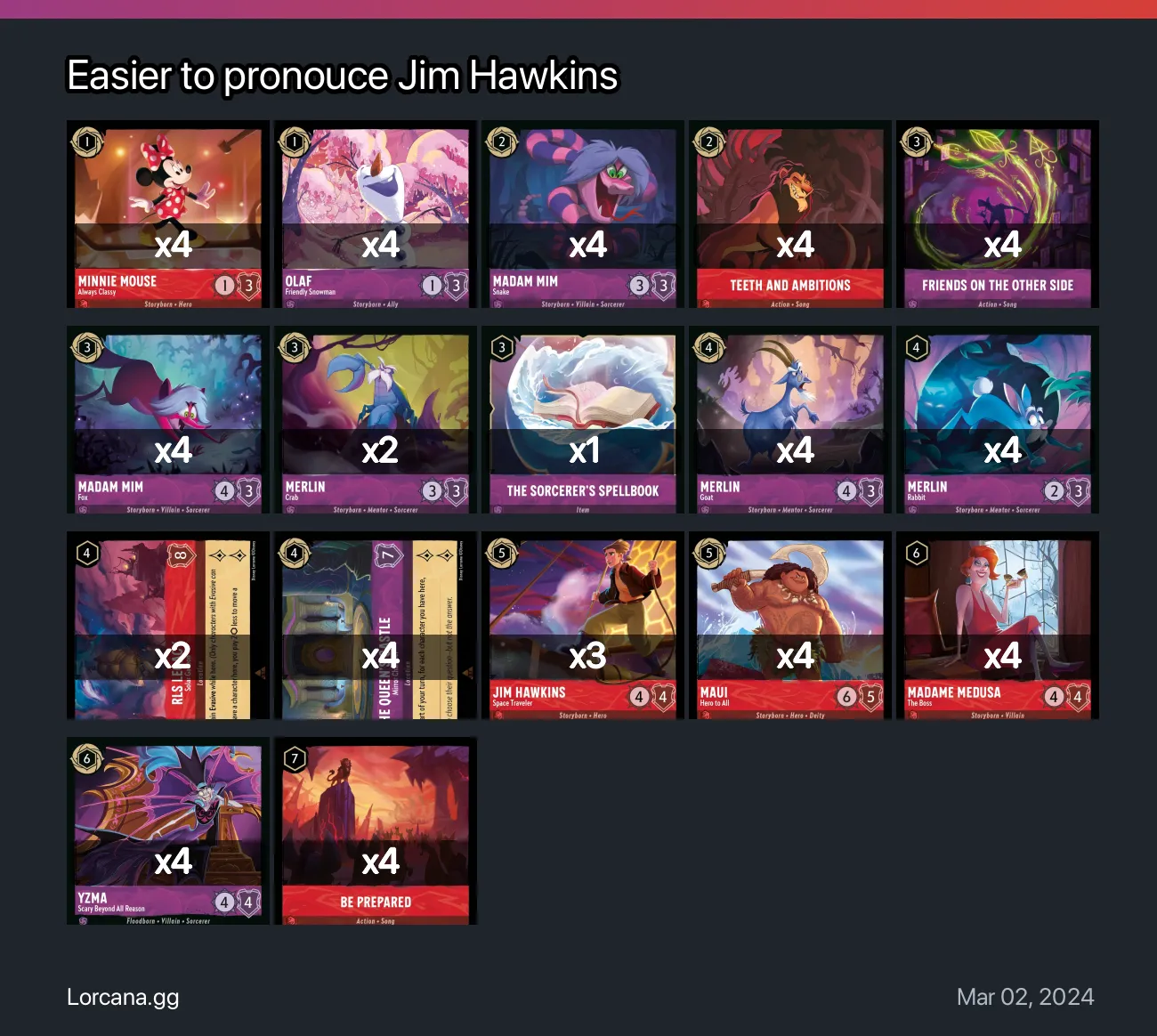 Easier to pronouce Jim Hawkins Lorcana Deck • Lorcana.GG