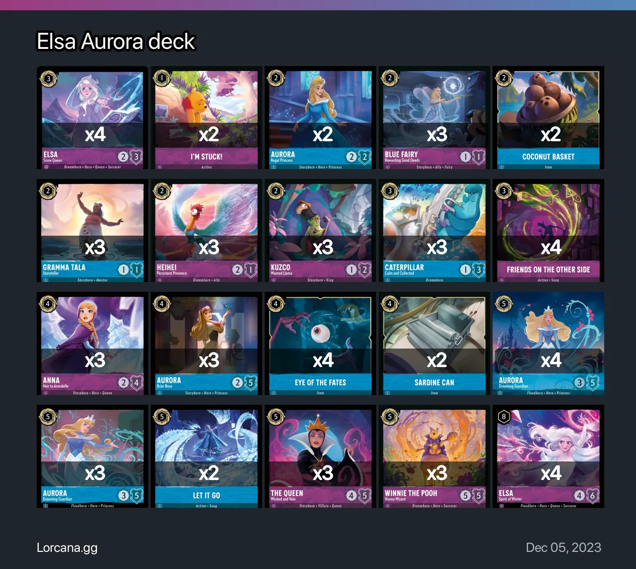 Elsa Aurora Deck Lorcana Deck Lorcanagg