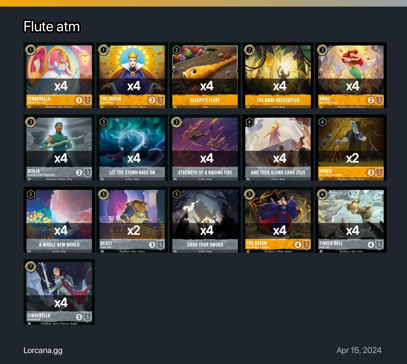 Flute atm Lorcana Deck | Lorcana.gg