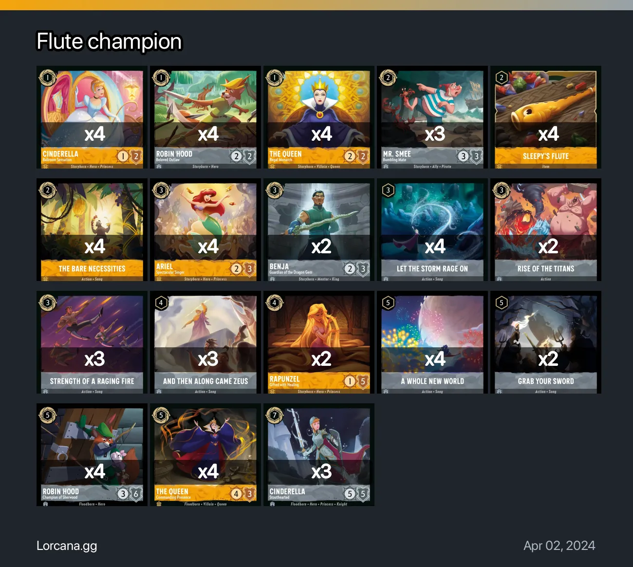 Flute champion Lorcana Deck | Lorcana.gg