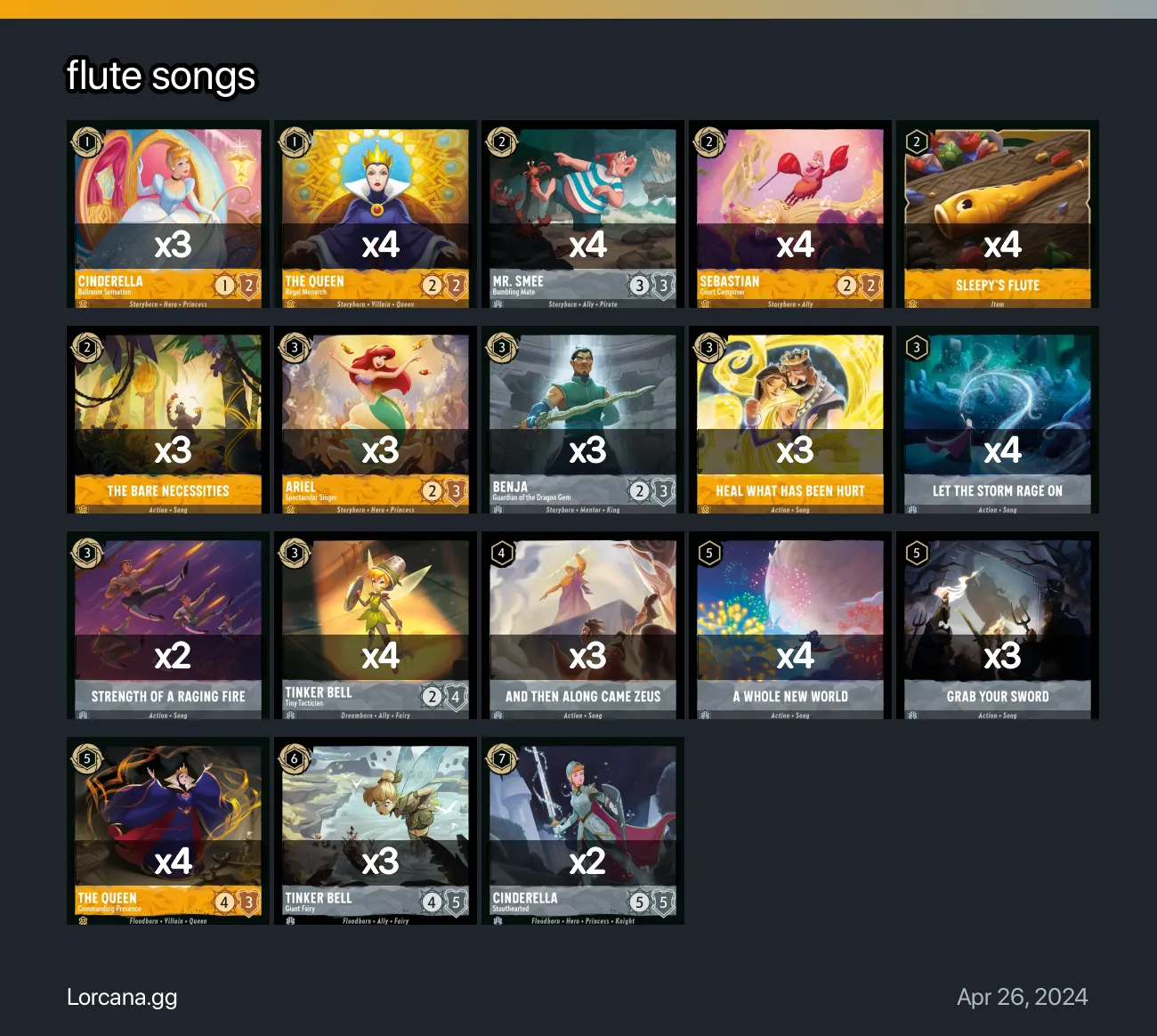 flute songs Lorcana Deck | Lorcana.gg