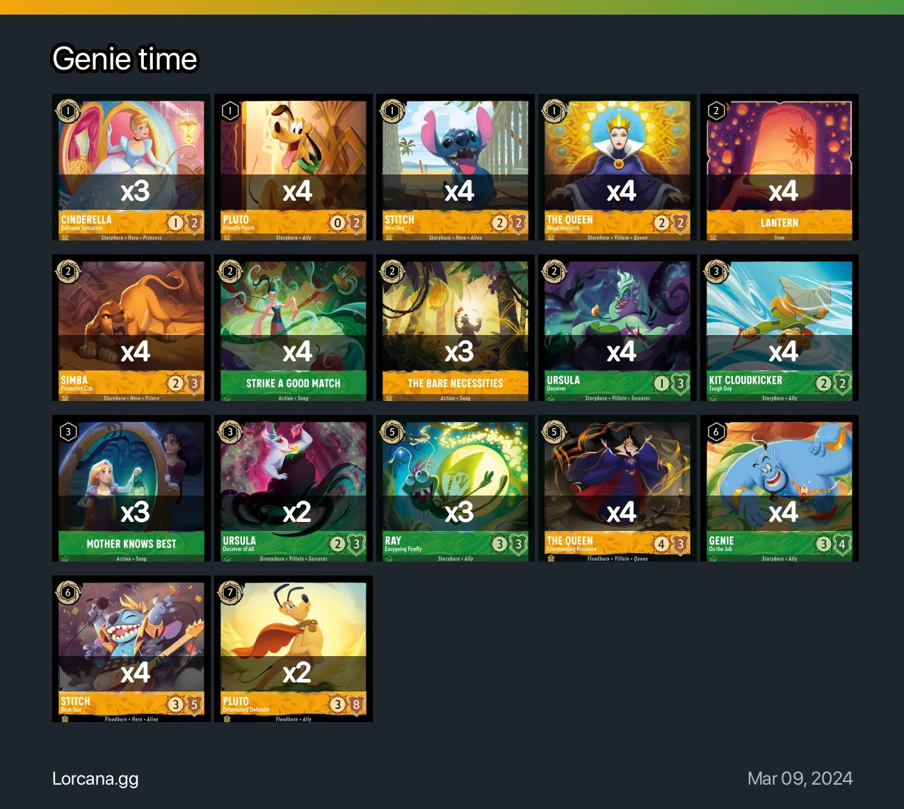 Genie time Lorcana Deck | Lorcana.gg