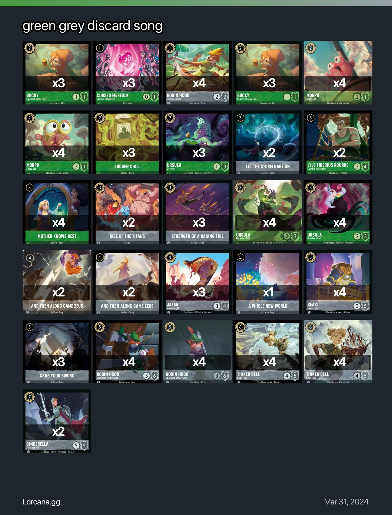 green grey discard song Lorcana Deck | Lorcana.gg