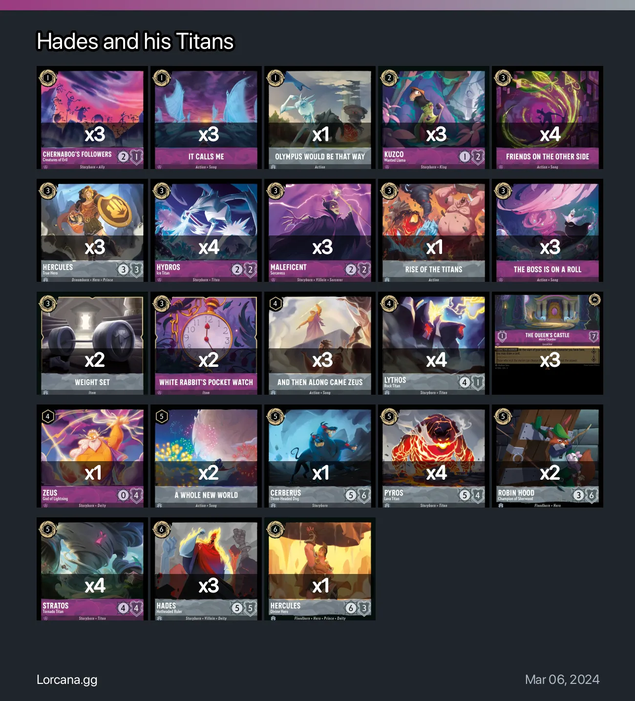 Hades and his Titans Lorcana Deck | Lorcana.gg