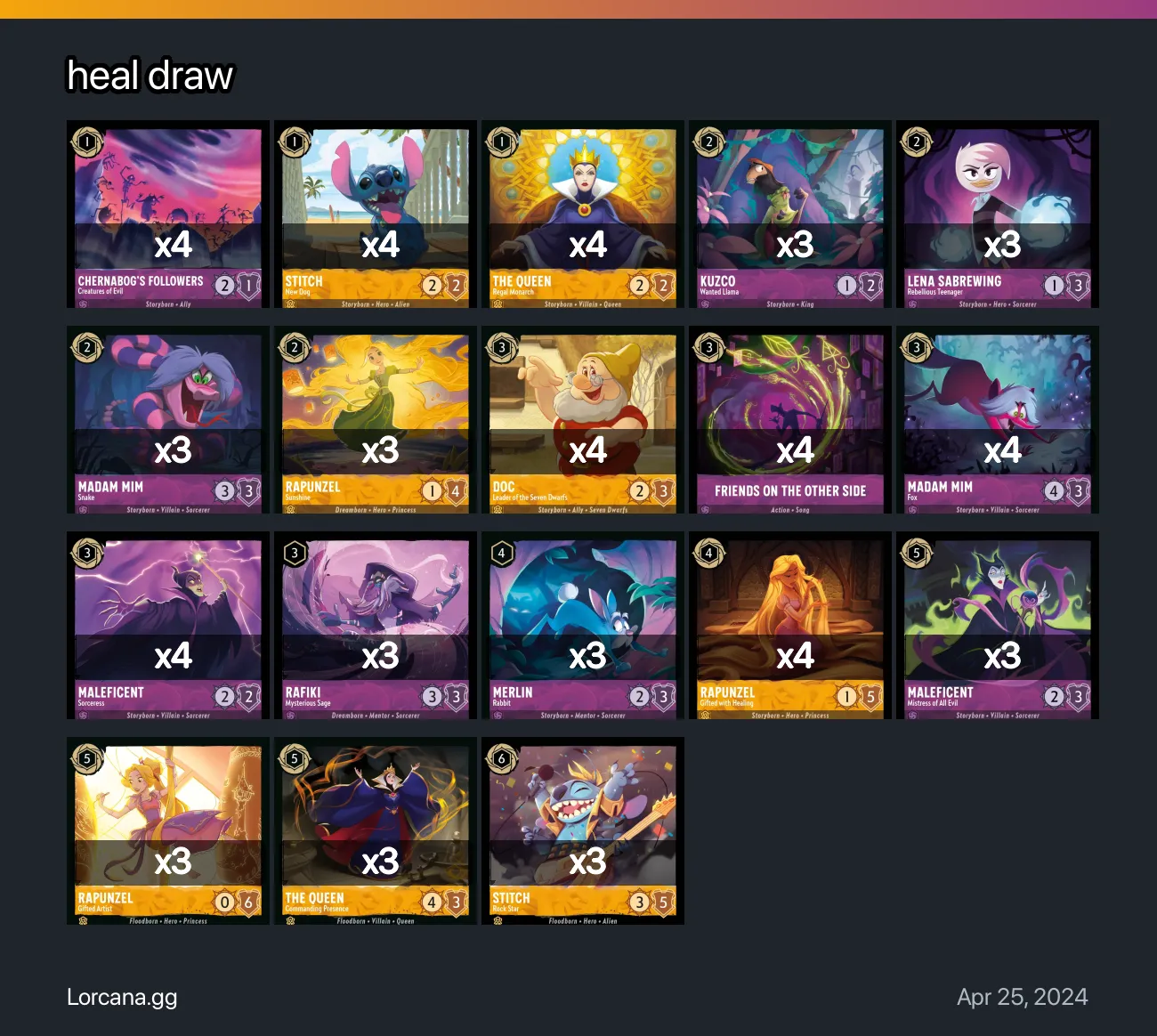 heal draw Lorcana Deck | Lorcana.gg