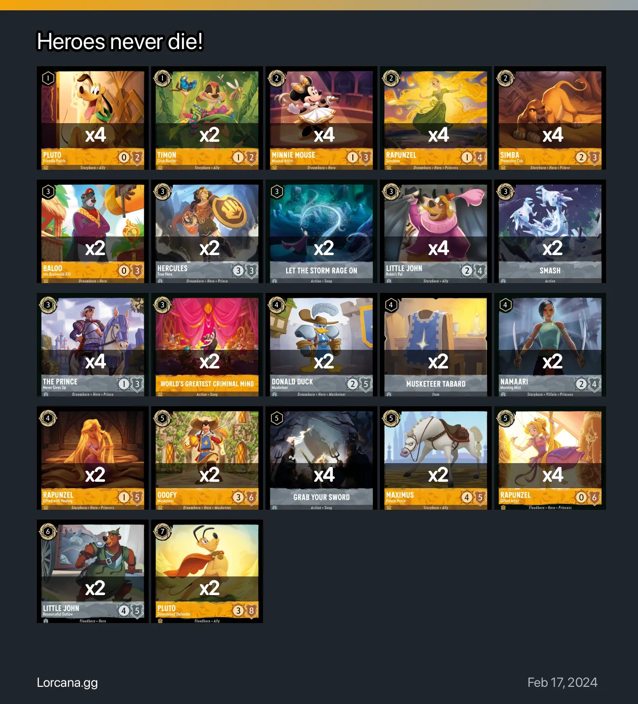 Heroes never die! Lorcana Deck • Lorcana.GG