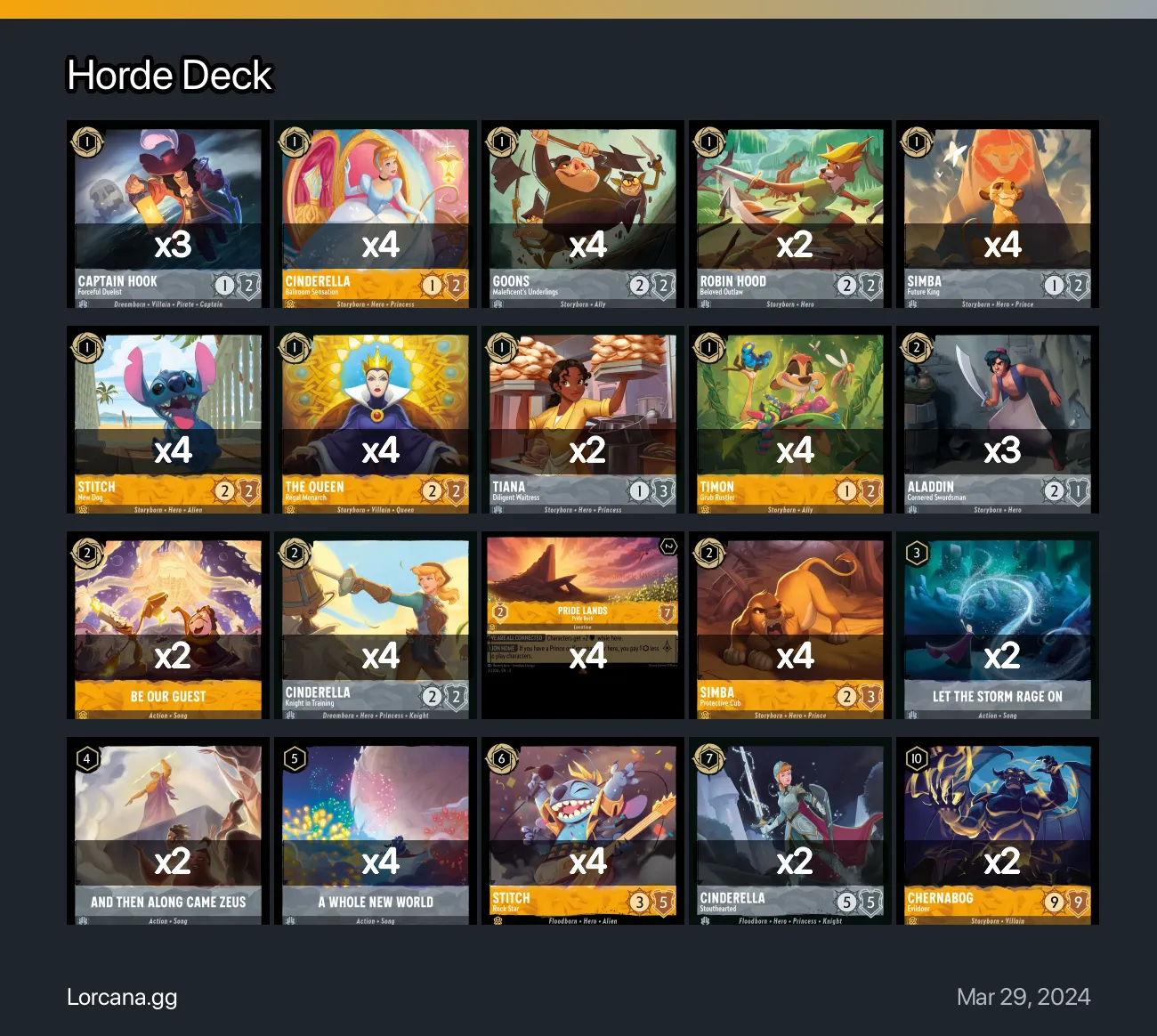 Horde Deck Lorcana Deck | Lorcana.gg