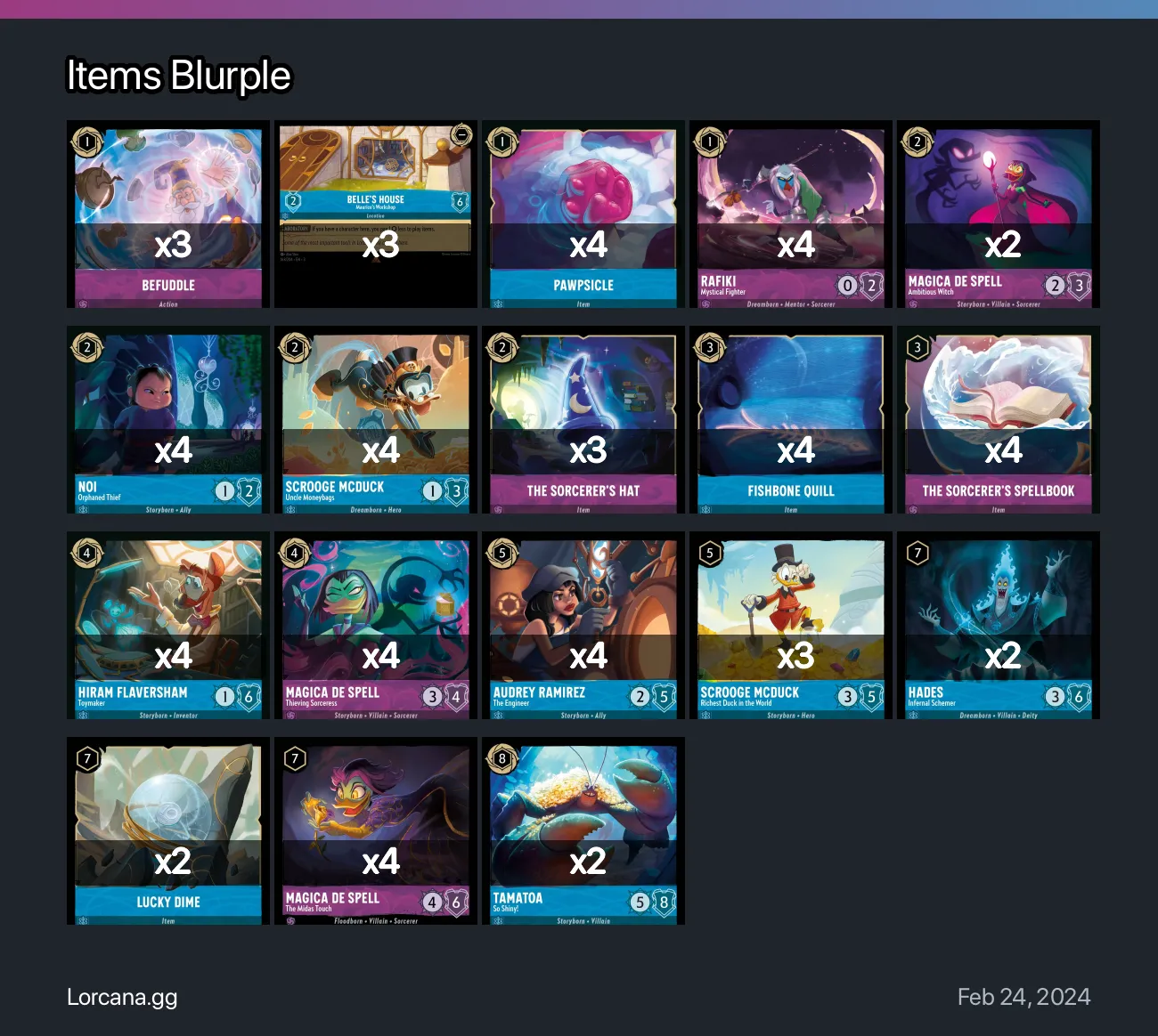 Items Blurple Lorcana Deck | Lorcana.gg