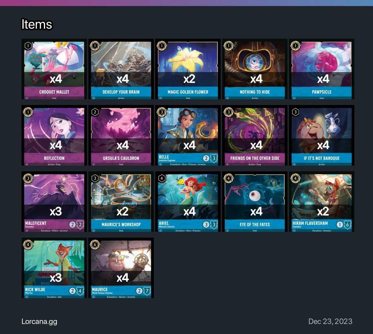 Items Lorcana Deck | Lorcana.gg