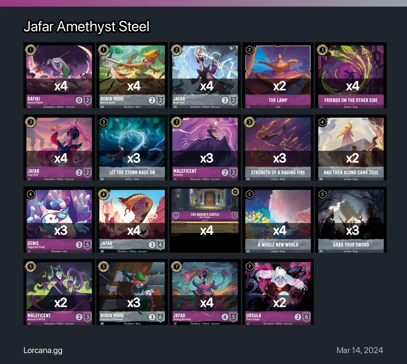 Jafar Amethyst Steel Lorcana Deck • Lorcana.GG