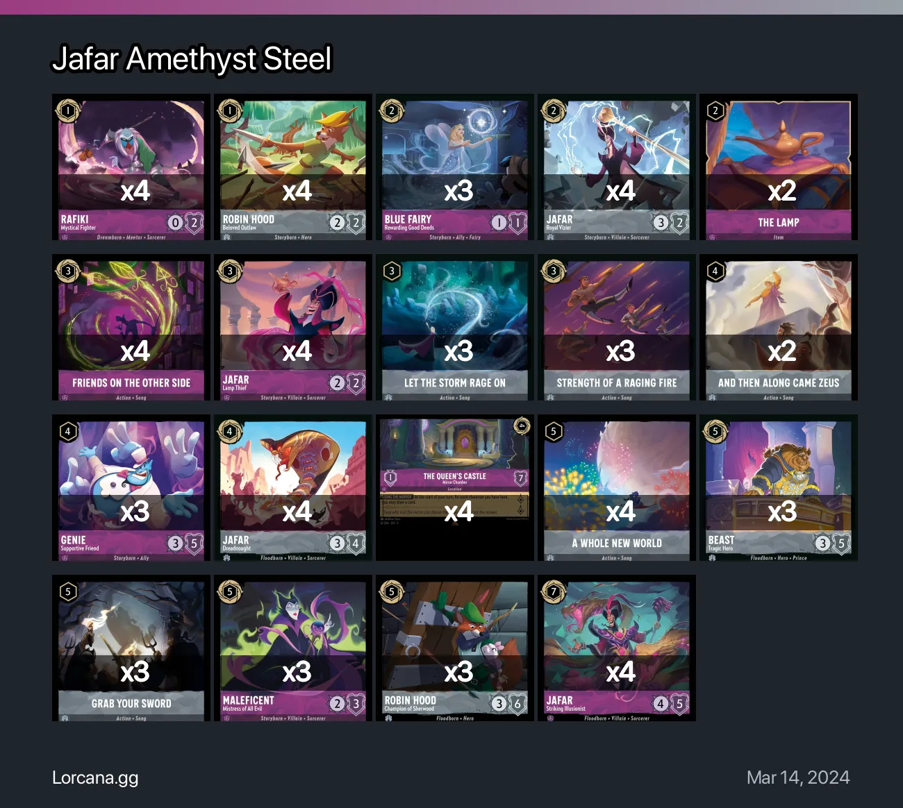 Jafar Amethyst Steel Lorcana Deck • Lorcana.GG