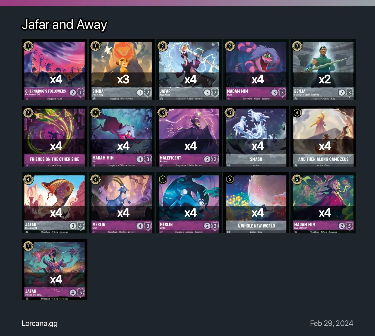 Jafar and Away Lorcana Deck • Lorcana.GG