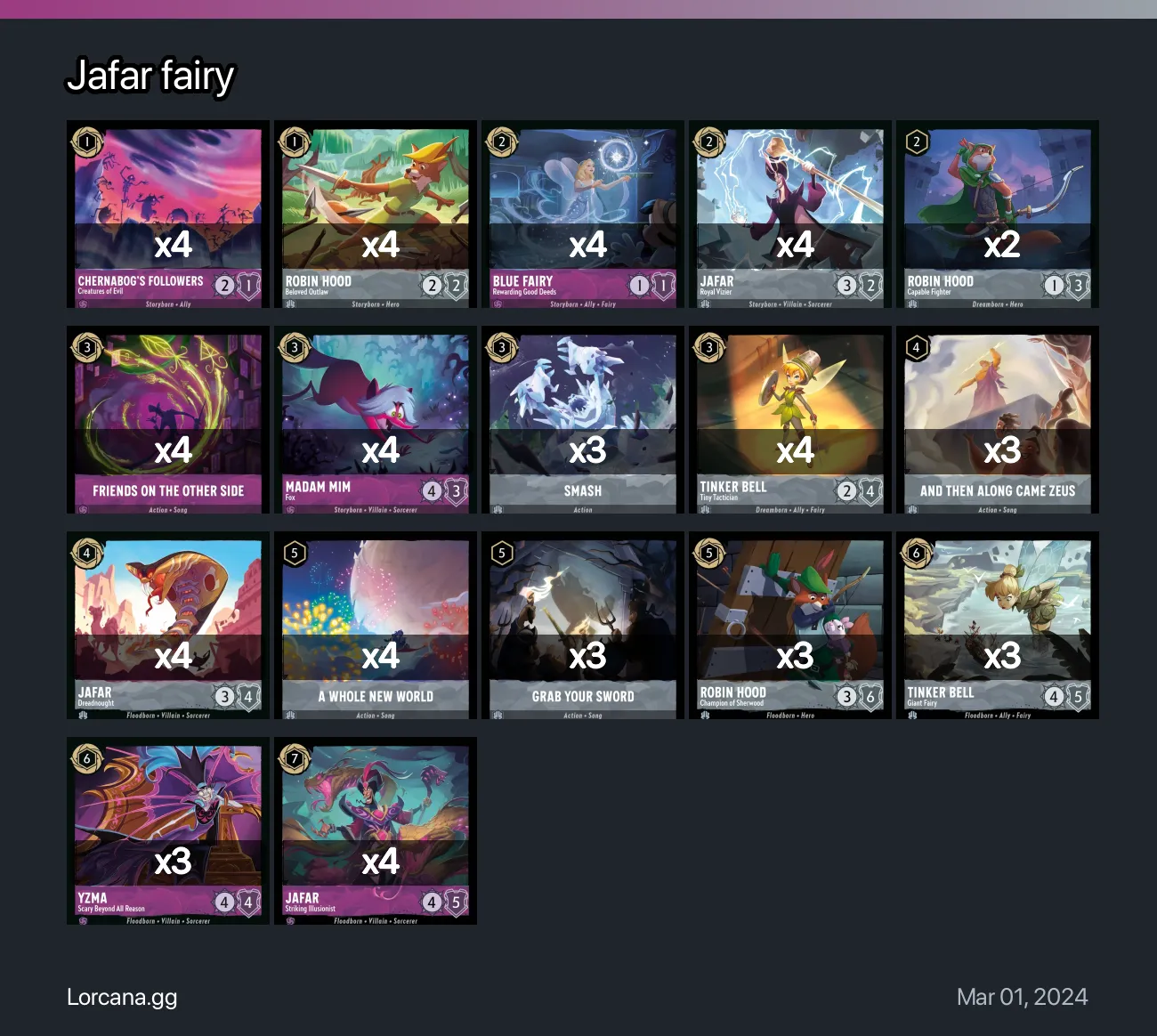 Jafar fairy Lorcana Deck • Lorcana.GG