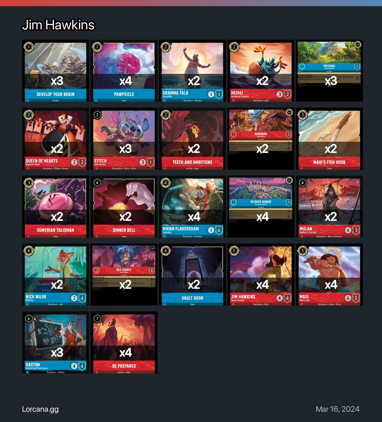 Jim Hawkins Lorcana Deck • Lorcana.GG