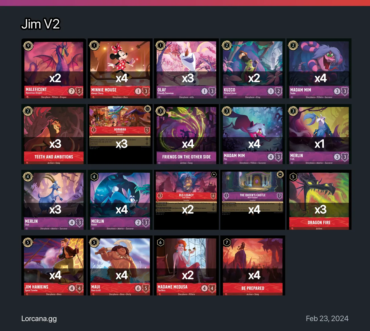 Jim V2 Lorcana Deck | Lorcana.gg