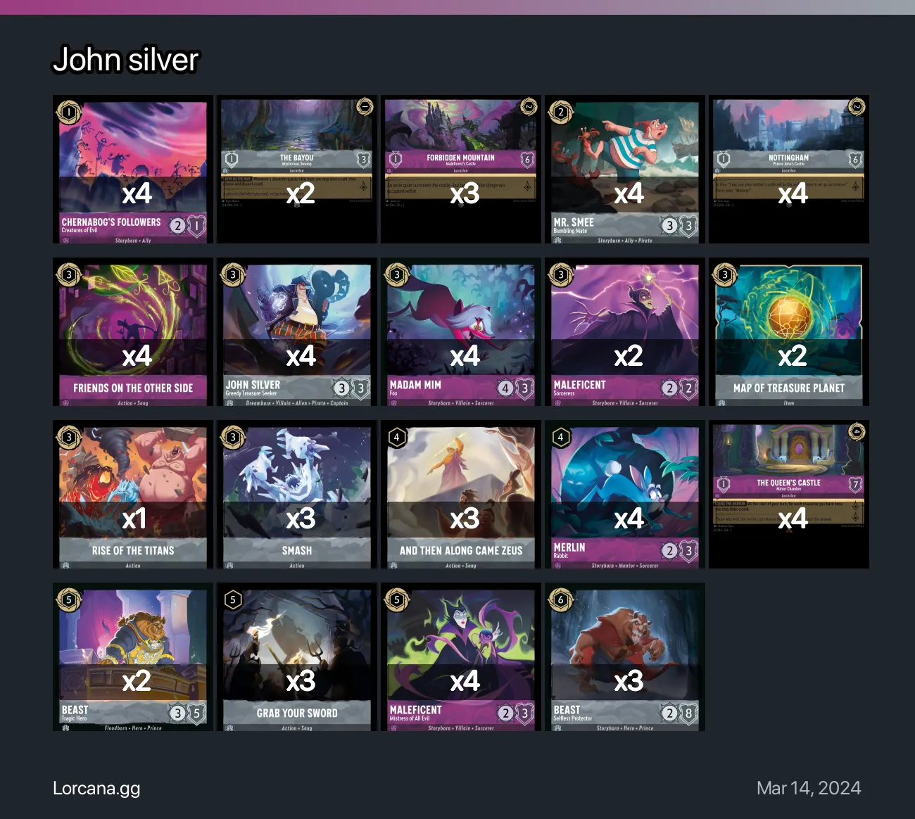 John silver Lorcana Deck • Lorcana.GG