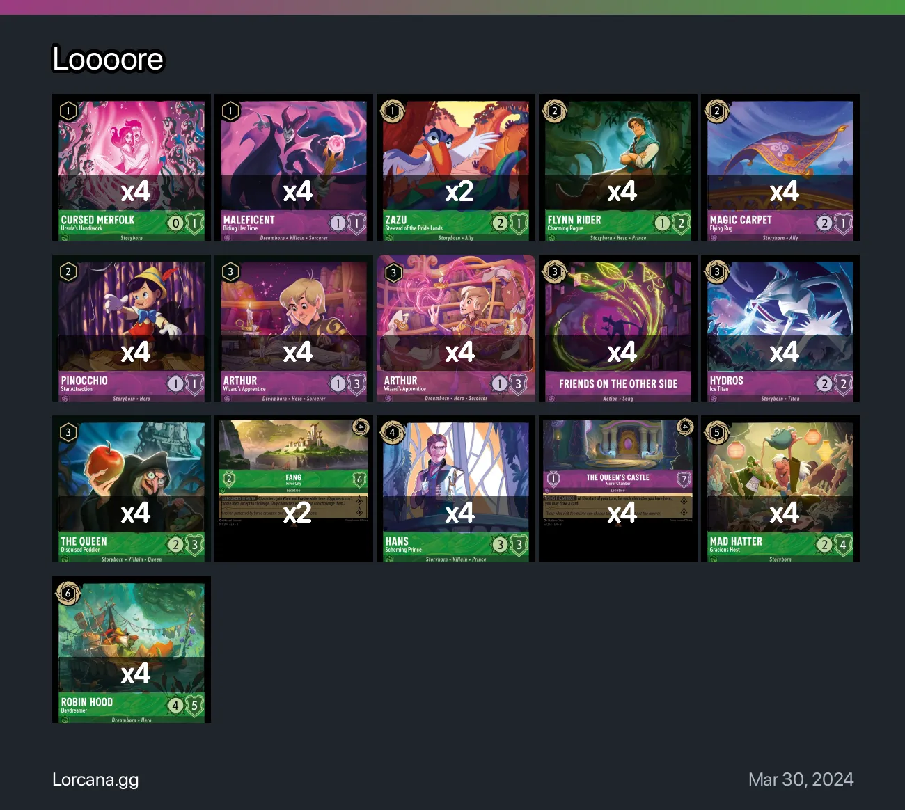 Loooore Lorcana Deck 