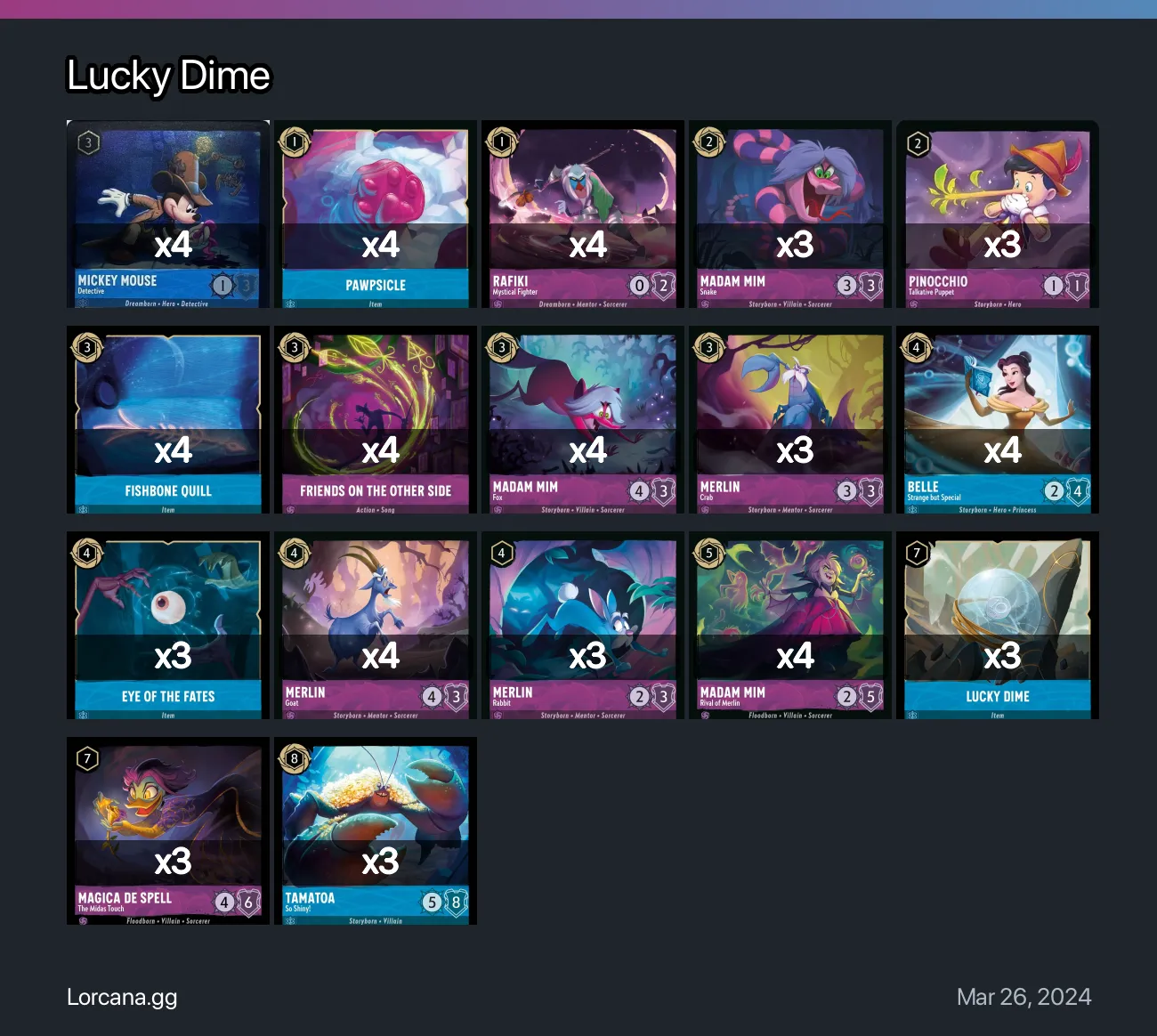 Lucky Dime Lorcana Deck • Lorcana.GG