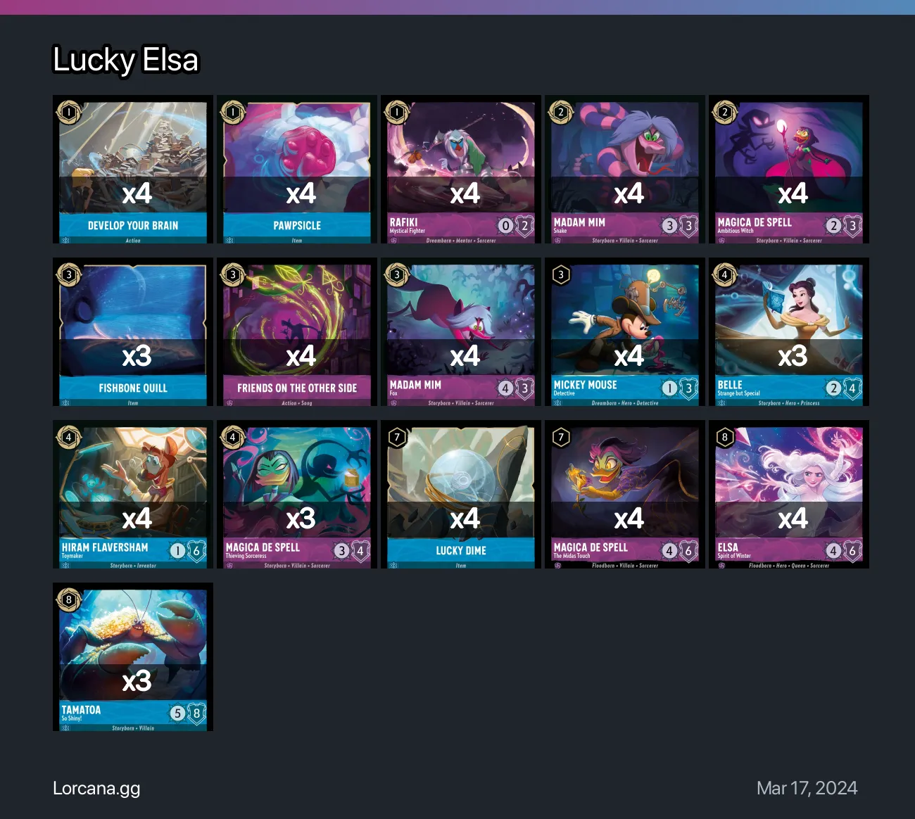 Lucky Elsa Lorcana Deck • Lorcana.GG