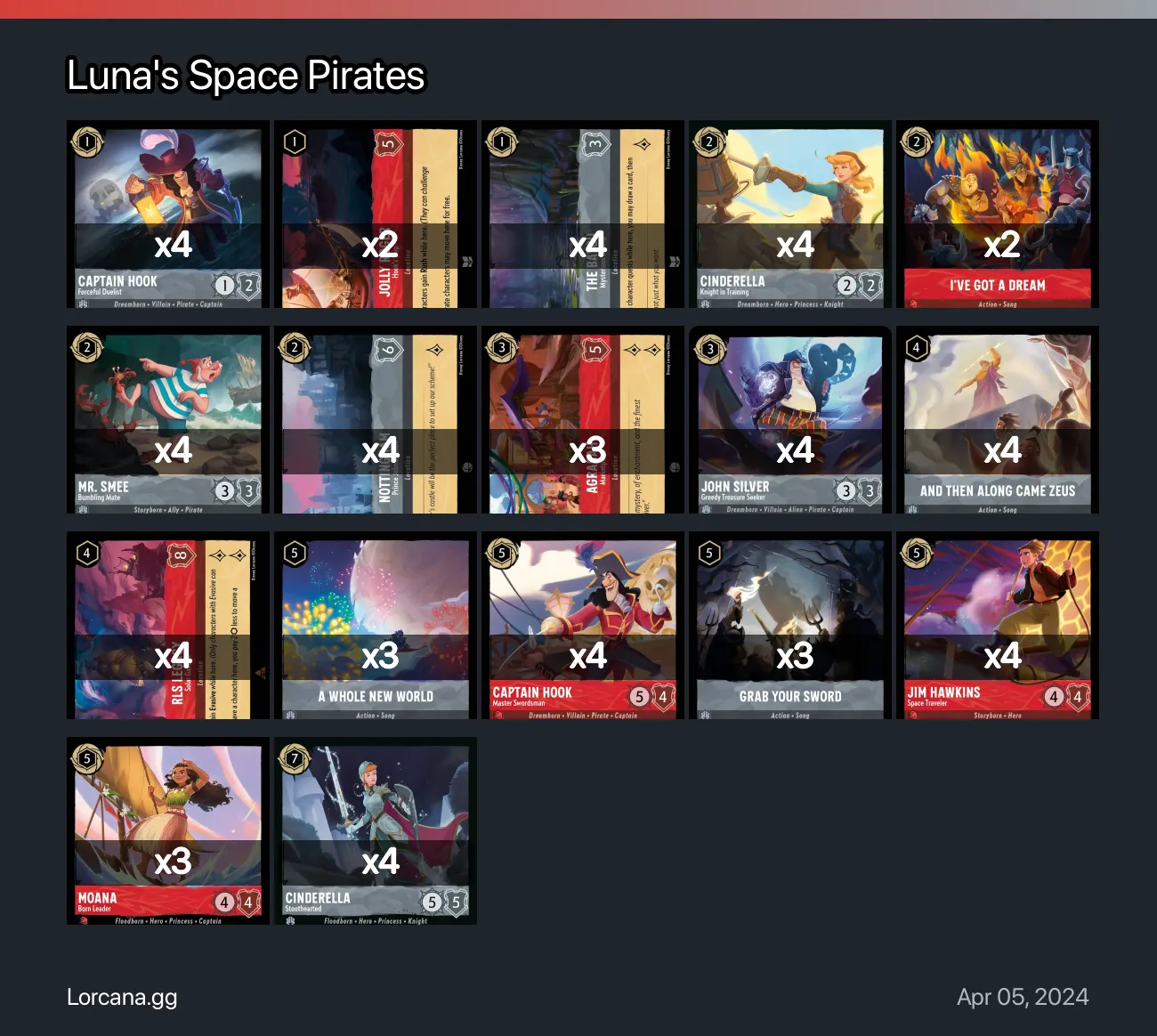 Luna\'s Space Pirates Lorcana Deck | Lorcana.gg