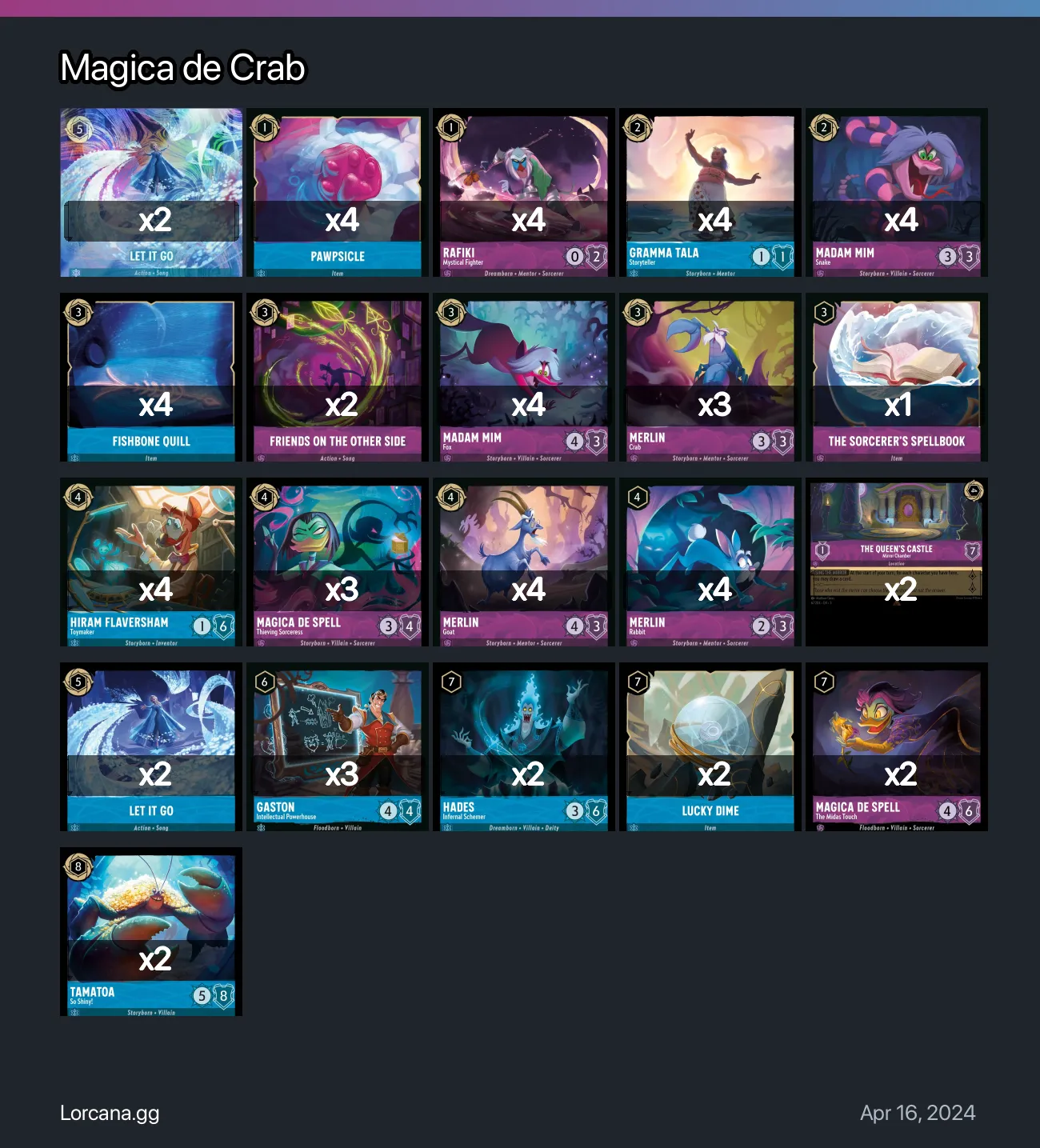 Magica de Crab Lorcana Deck | Lorcana.gg