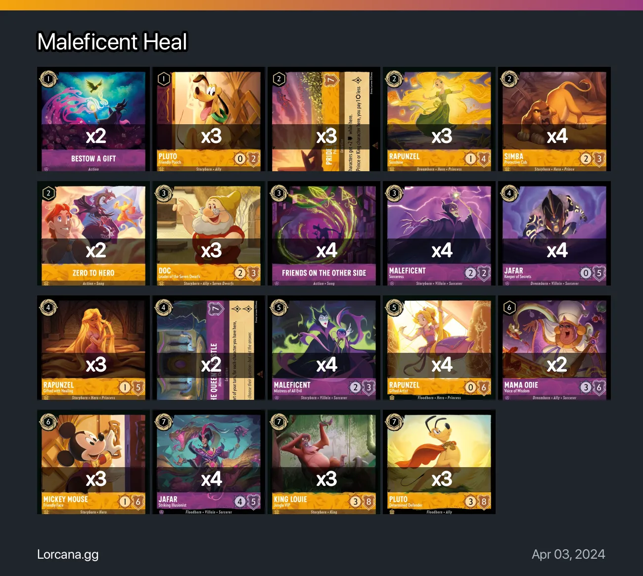 Maleficent Heal Lorcana Deck | Lorcana.gg