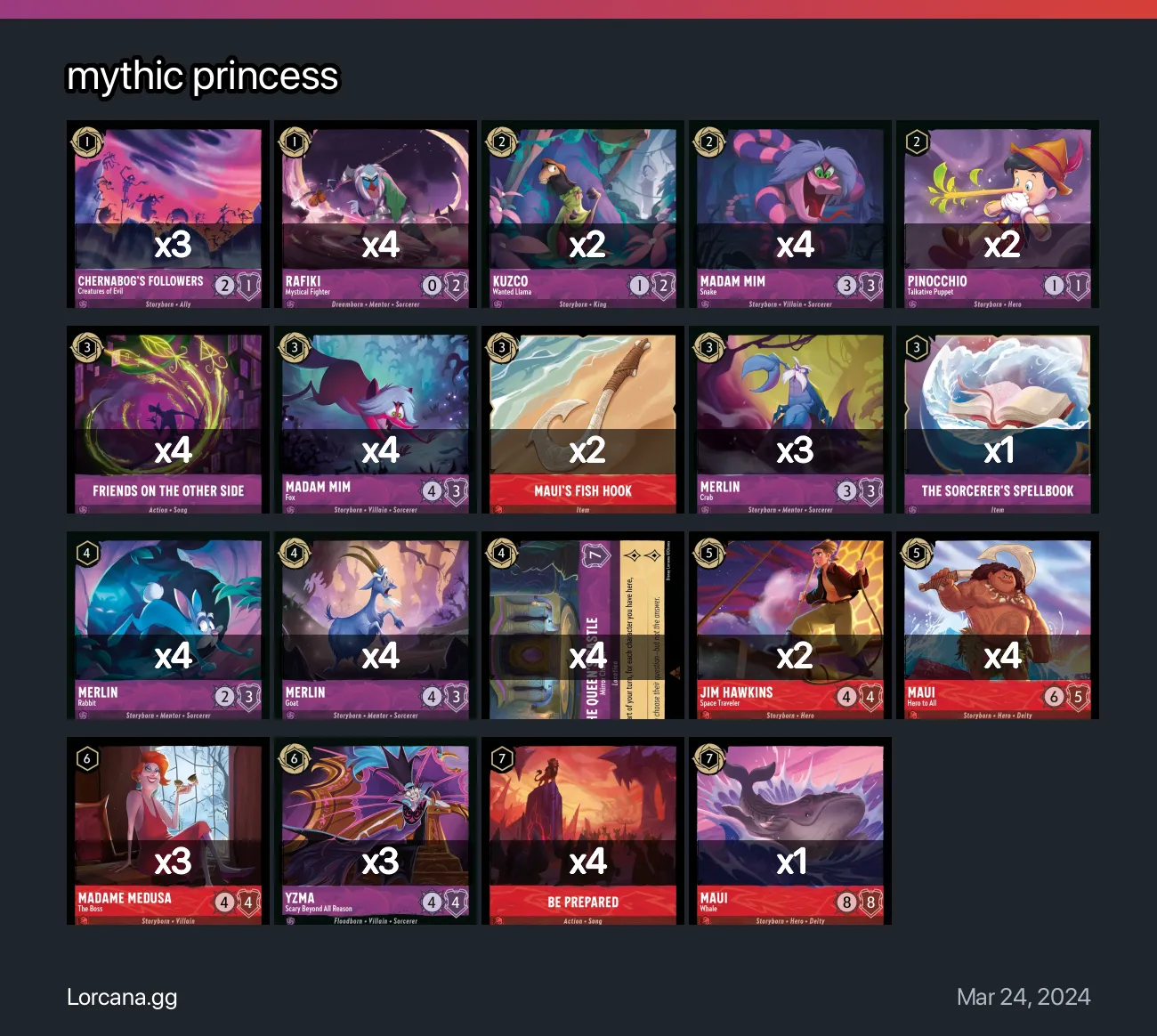 mythic princess Lorcana Deck | Lorcana.gg