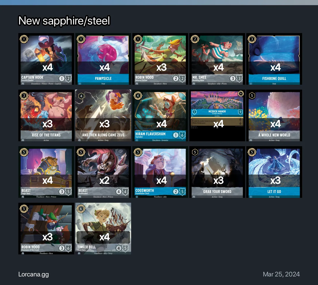 New sapphire/steel Lorcana Deck • Lorcana.GG