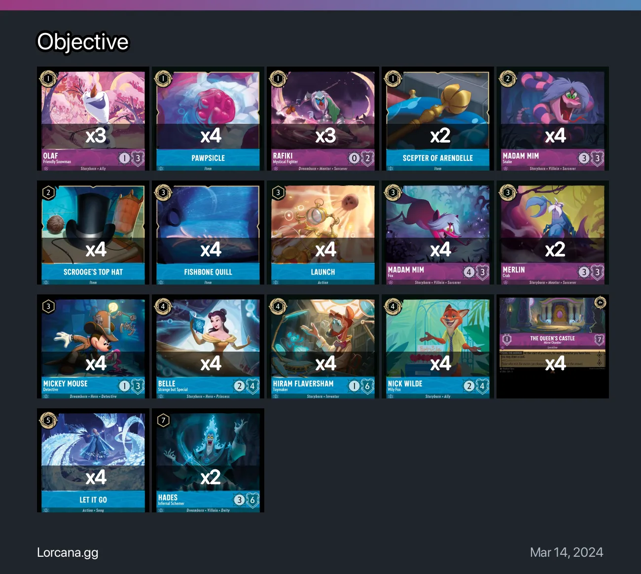 Objective Lorcana Deck | Lorcana.gg