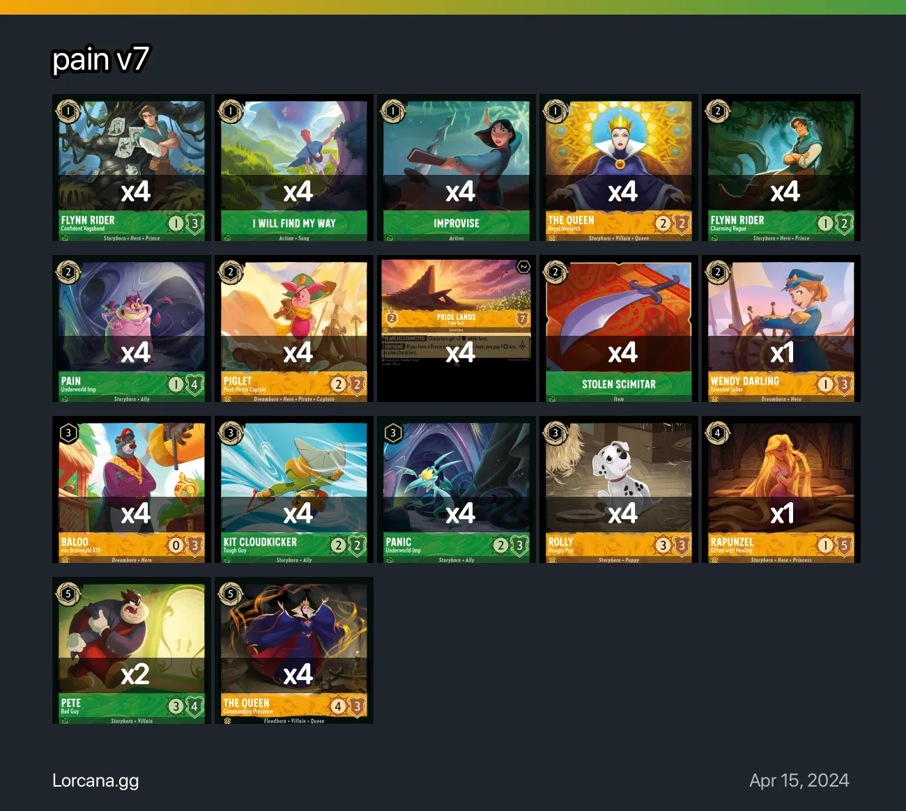 pain v7 Lorcana Deck | Lorcana.gg