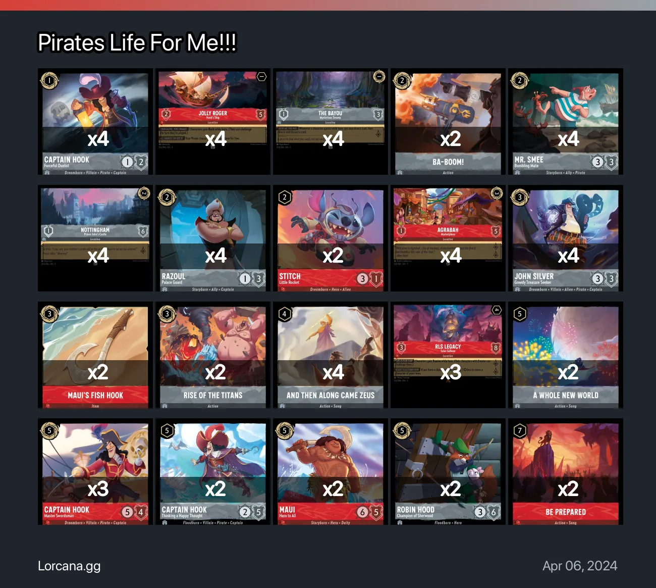 Pirates Life For Me!!! Lorcana Deck | Lorcana.gg