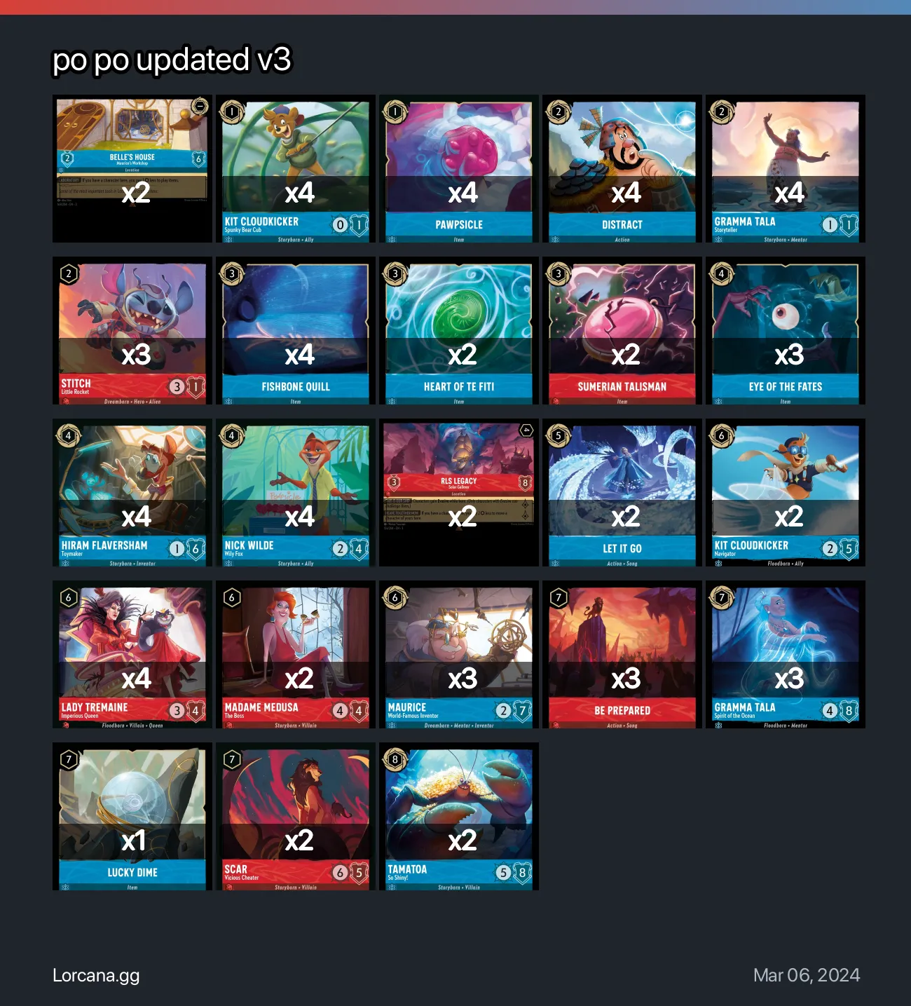 po po updated v3 Lorcana Deck • Lorcana.GG