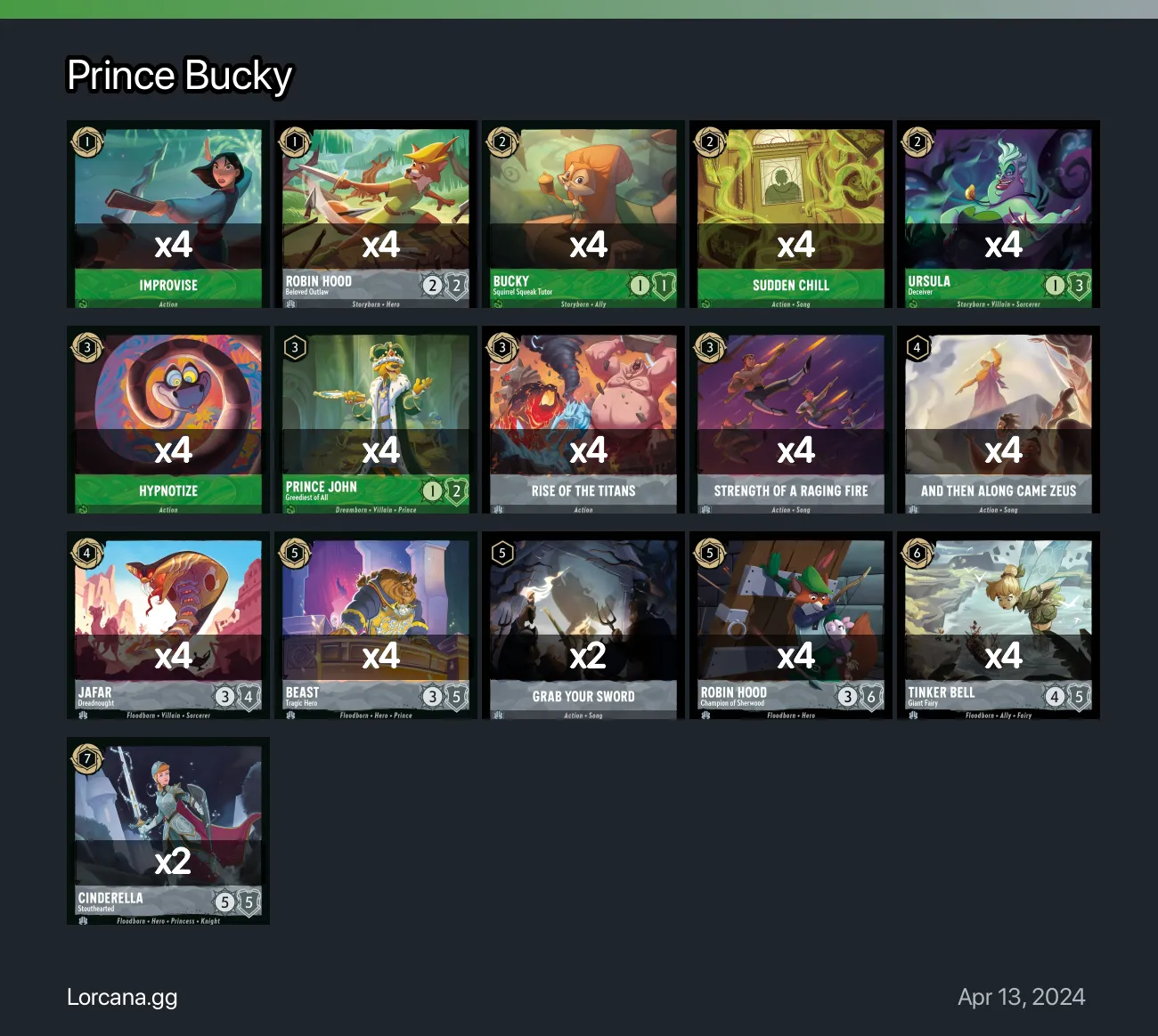 Prince Bucky Lorcana Deck 