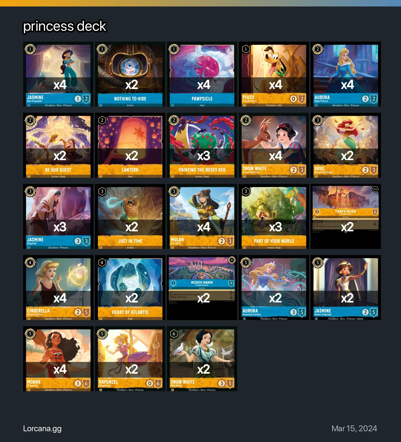 princess deck Lorcana Deck • Lorcana.GG