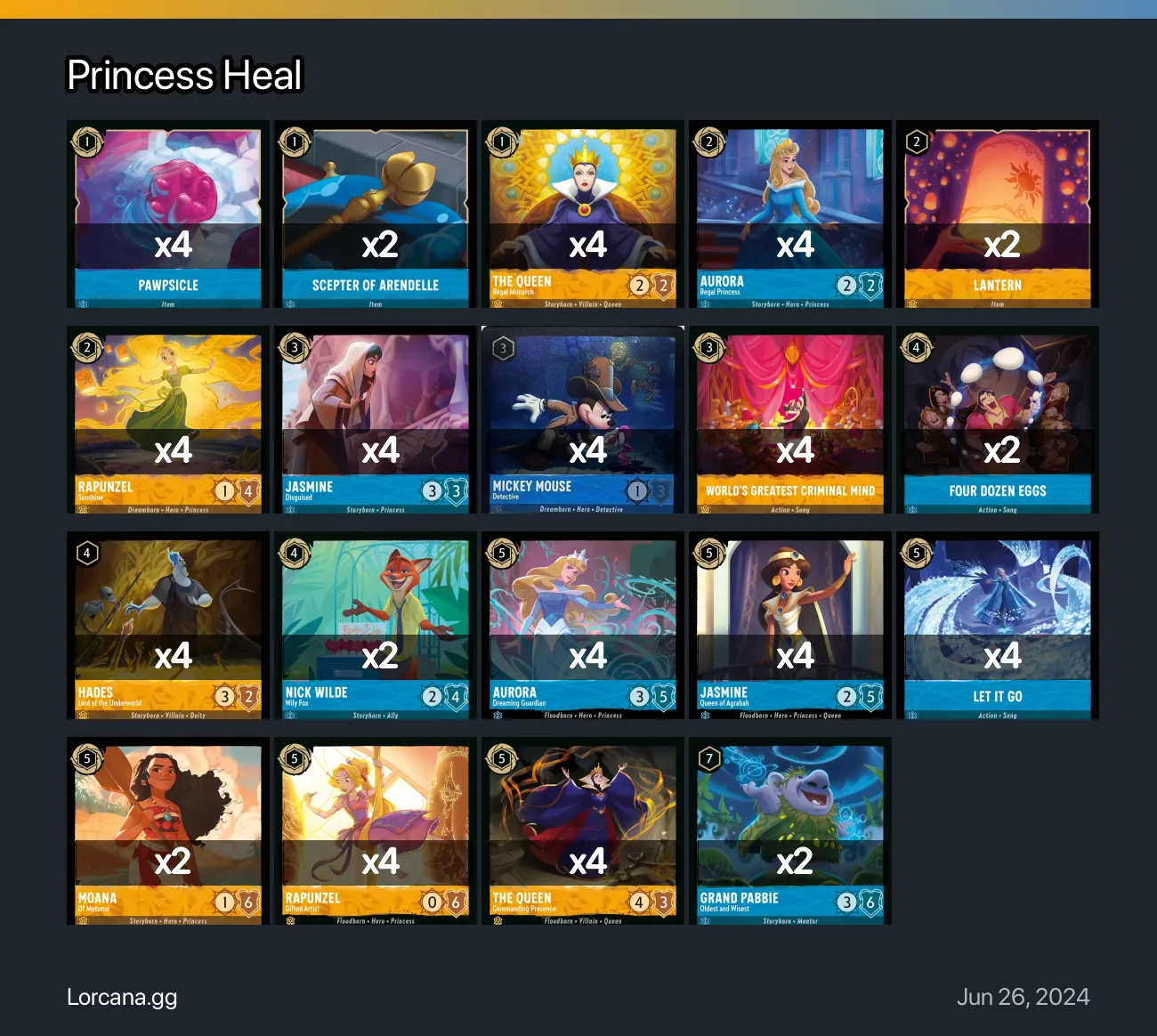 Princess Heal Lorcana Deck | Lorcana.gg