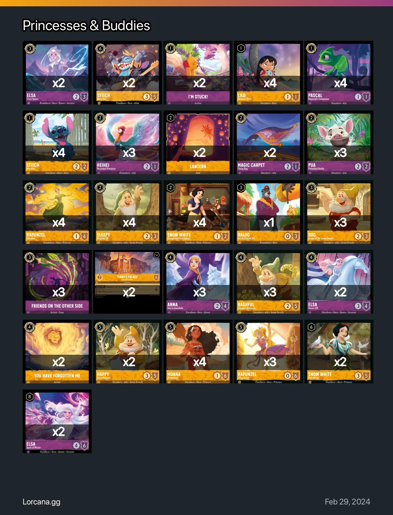 Princesses & Buddies Lorcana Deck • Lorcana.GG