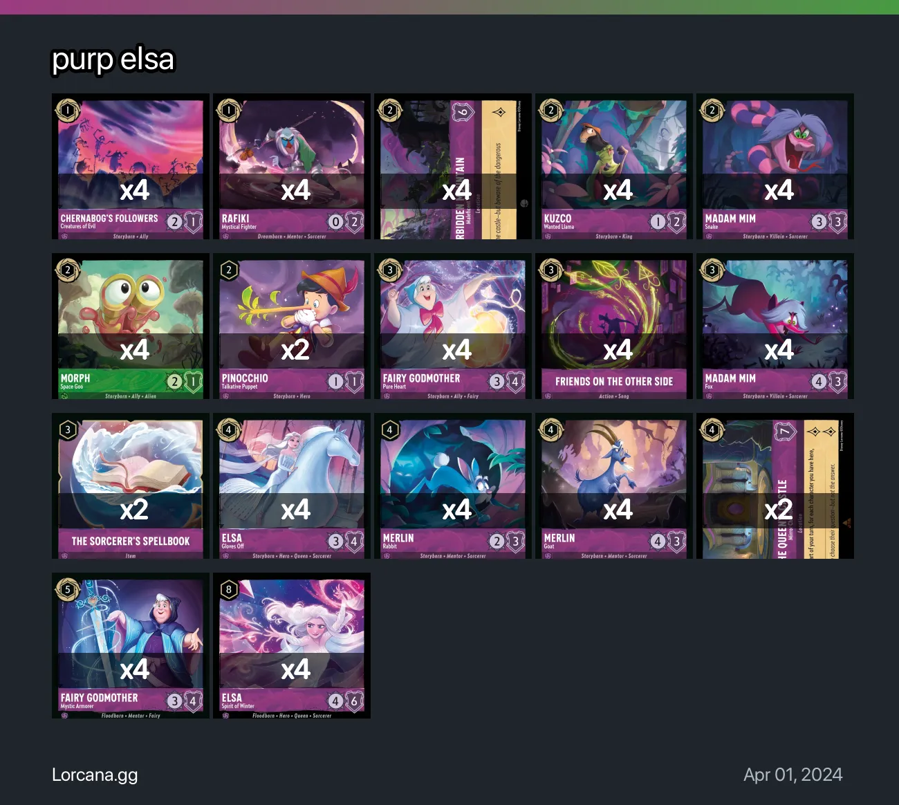 purp elsa Lorcana Deck | Disney Lorcana