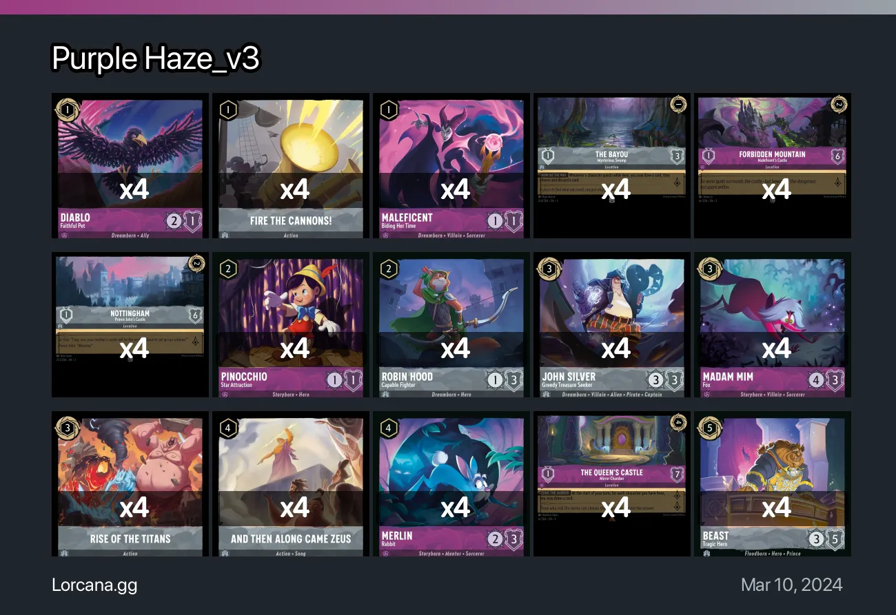 Purple Haze_v3 Lorcana Deck • Lorcana.GG