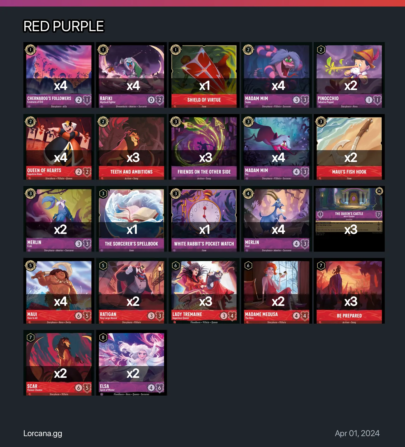 RED PURPLE Lorcana Deck | Lorcana.gg