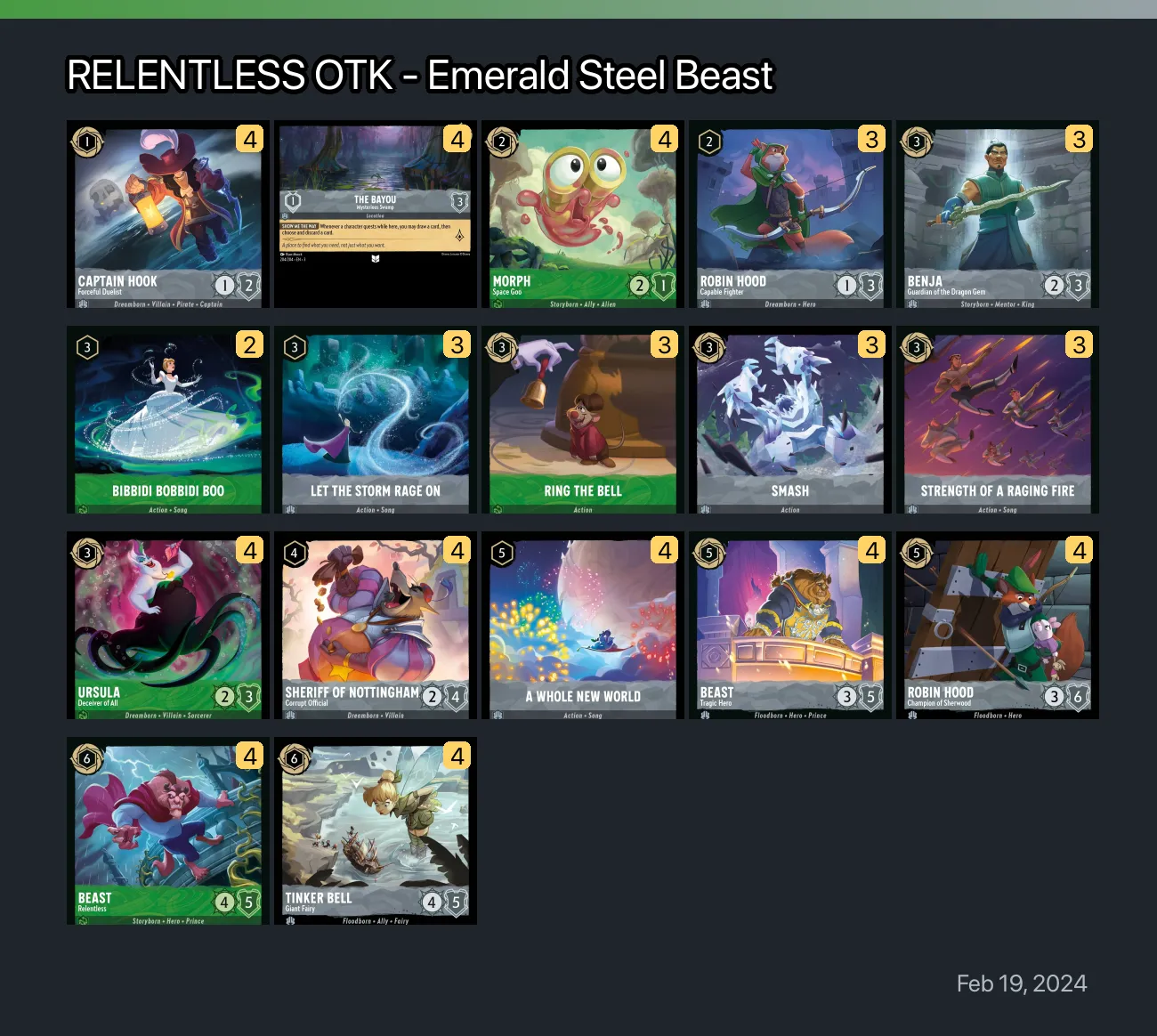 RELENTLESS OTK - Emerald Steel Beast Lorcana Deck | Lorcana.gg