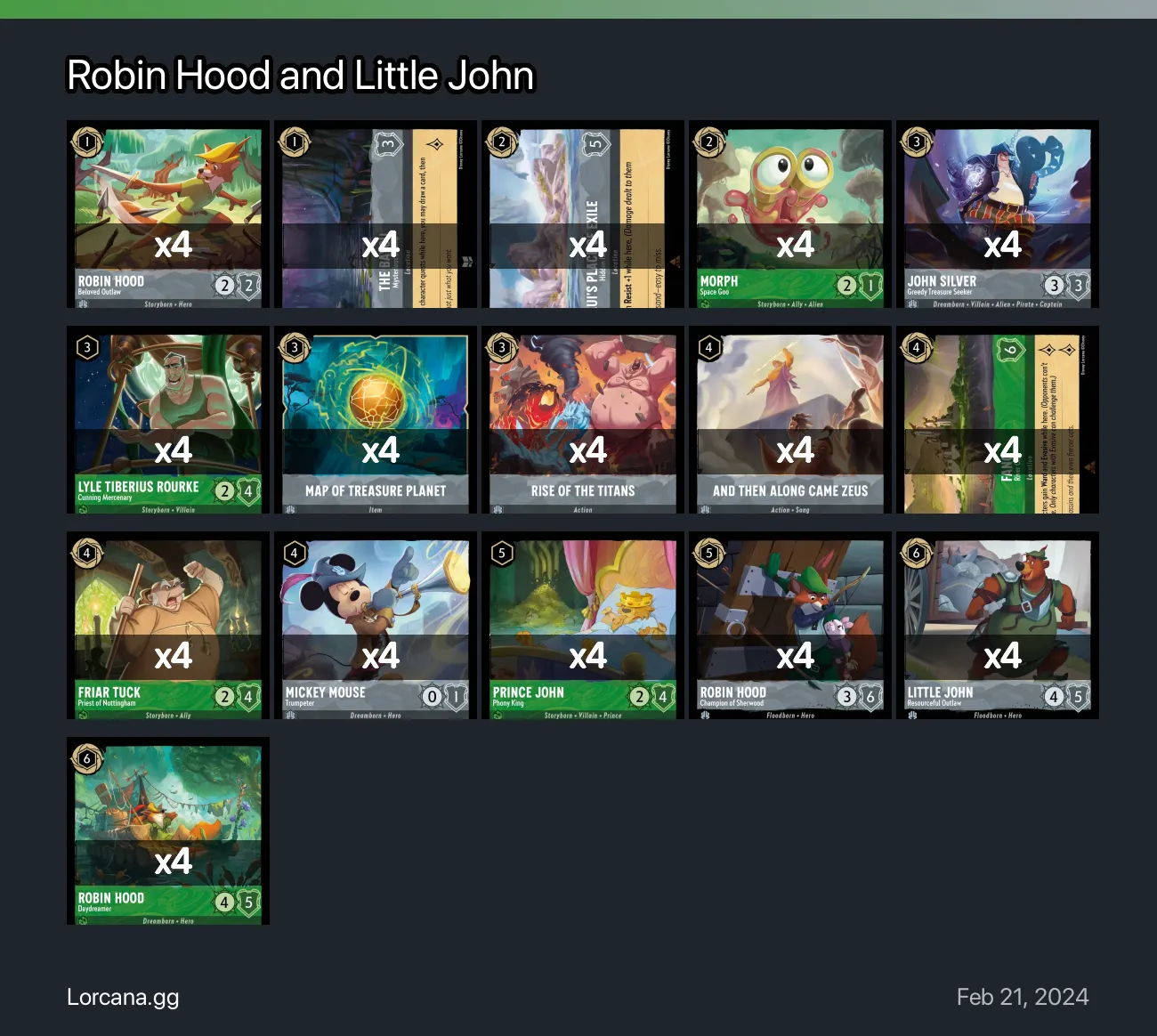 Robin Hood and Little John Lorcana Deck Disney Lorcana