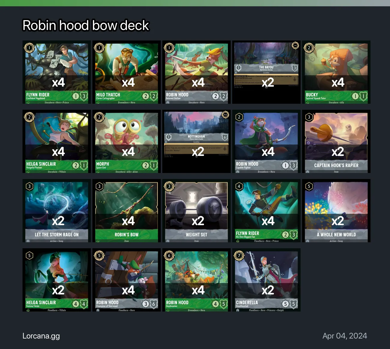 Robin Hood Bow Deck Lorcana Deck 