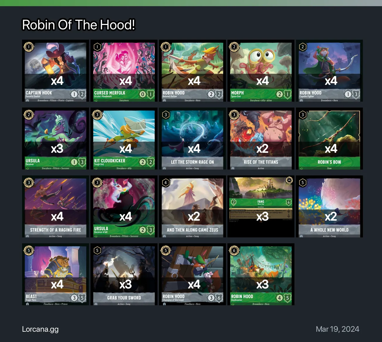 Robin Of The Hood! Lorcana Deck | Lorcana.gg