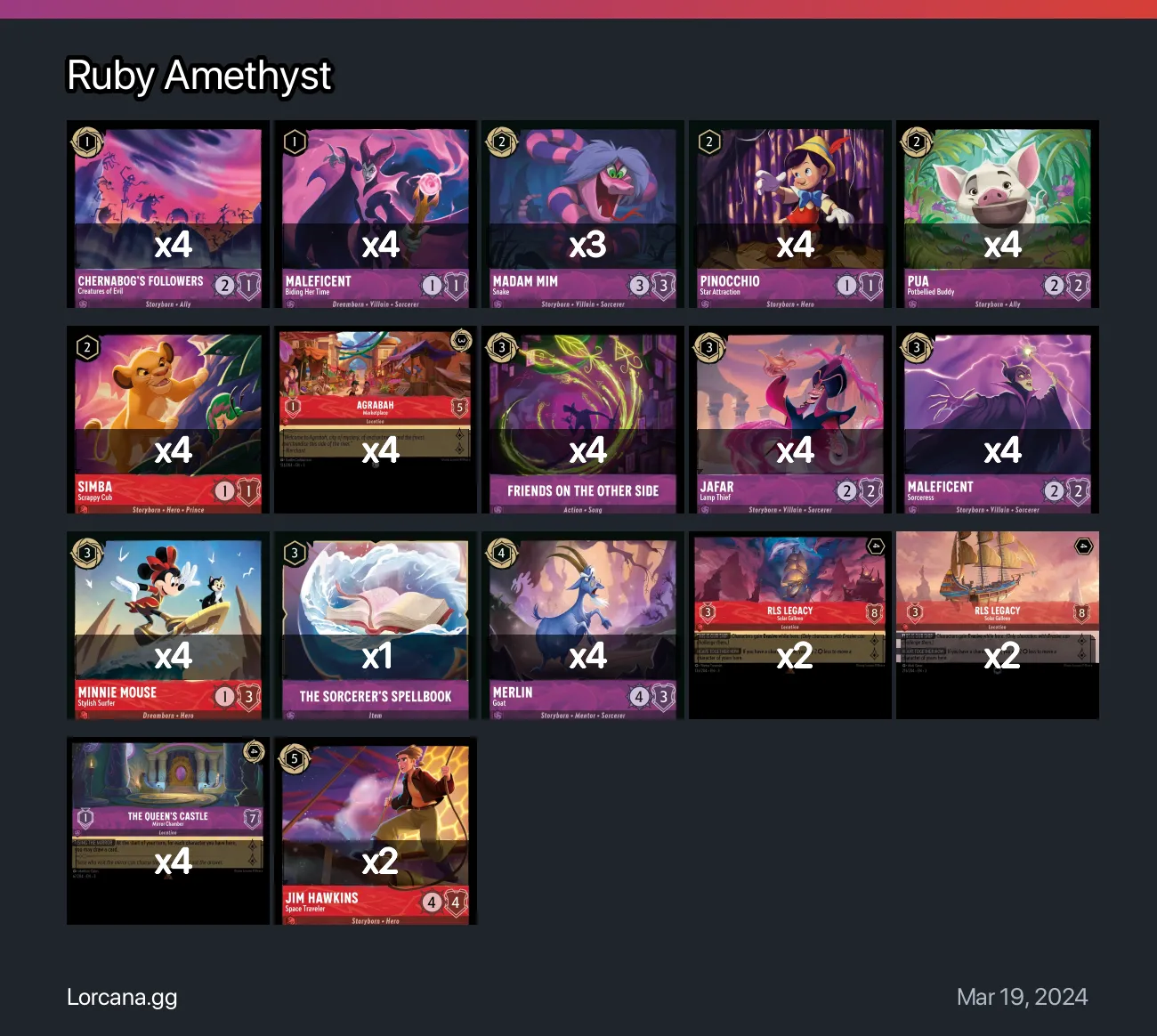 Ruby Amethyst Lorcana Deck • Lorcana.GG