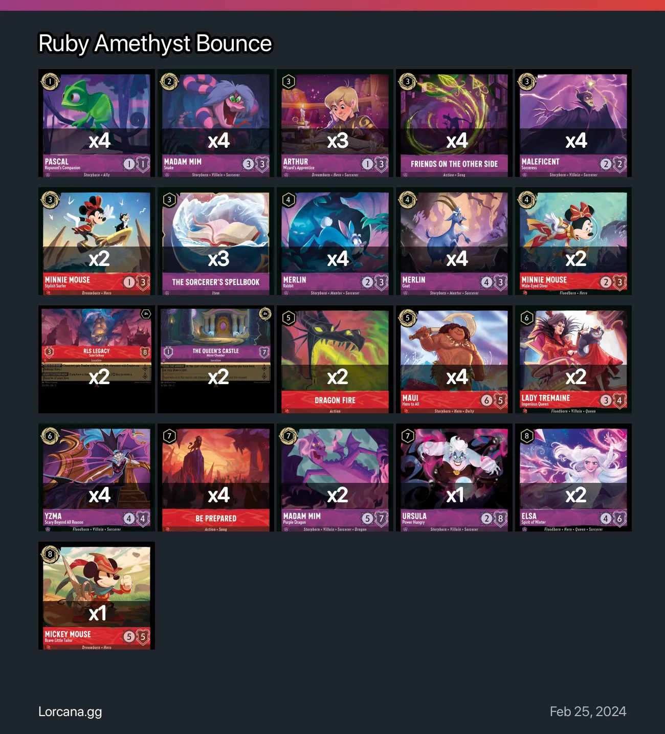 Ruby Amethyst Bounce Lorcana Deck • Lorcana.GG