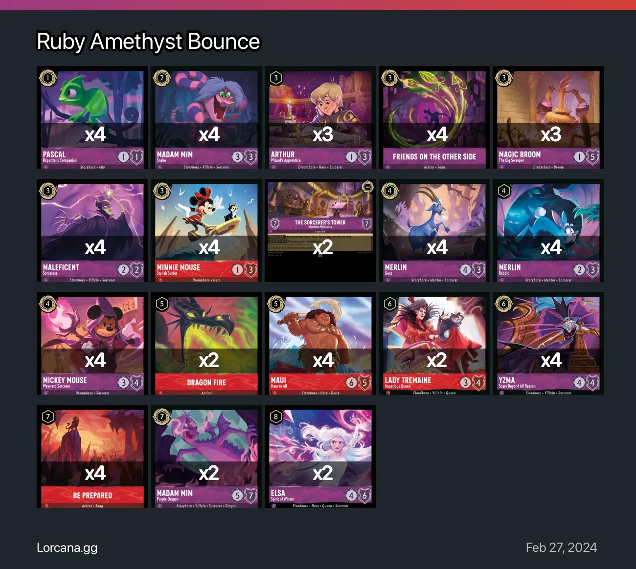 Ruby Amethyst Bounce Lorcana Deck • Lorcana.GG